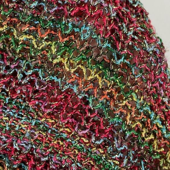 Vintage y2k Kessley Multicolor Rainbow Metallic Bell Sleeve Cardigan Sweater S - Picture 7 of 9